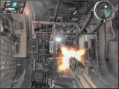 Most of the enemy soldiers will be using the upper balconies, so you may have some problems killing them - Heist II - Walkthrough - Timeshift - Game Guide and Walkthrough