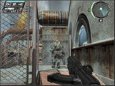 Turn right and choose the newly acquired sniper rifle from your inventory - Getaway I - Walkthrough - Timeshift - Game Guide and Walkthrough