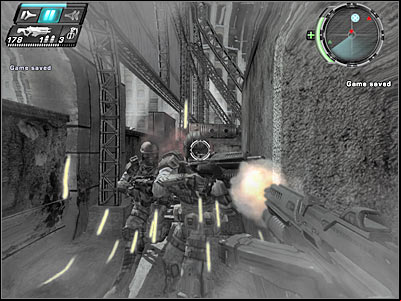 A new group of enemy units is currently standing to your right (screen) - Getaway II - Walkthrough - Timeshift - Game Guide and Walkthrough