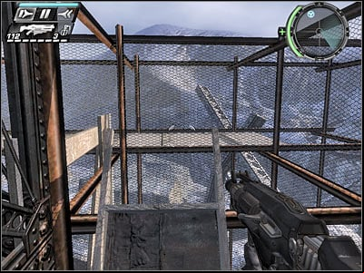 I'd strongly recommend that you wait here for a little while longer, because one of the enemy soldiers will show up in this area (screen) - Point of Impact III - Walkthrough - Timeshift - Game Guide and Walkthrough