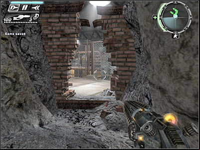 You will have to reach a hole in the fence (screen) - Liberation II - Walkthrough - Timeshift - Game Guide and Walkthrough
