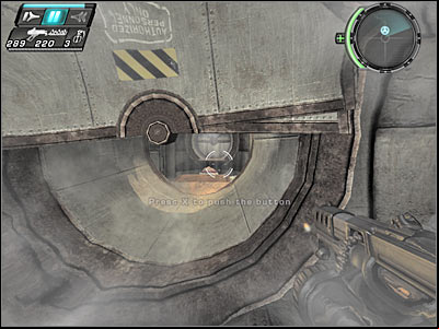 Make sure that you're standing on a small platform, close to the main turbine - Test Labs III - Walkthrough - Timeshift - Game Guide and Walkthrough