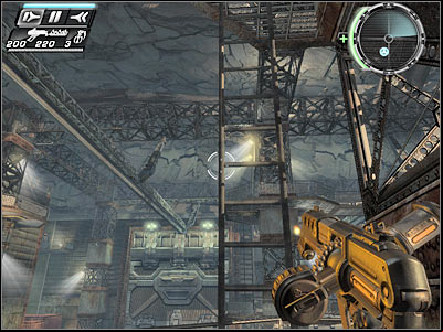 Once you're standing on a new platform, start moving towards a large pillar which can be found near the glass rooms - Factory Recall II - Walkthrough - Timeshift - Game Guide and Walkthrough