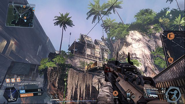 On the left from the previously depicted point, there is a cliff, and up there, another hut - Lagoon - Maps - Titanfall - Game Guide and Walkthrough
