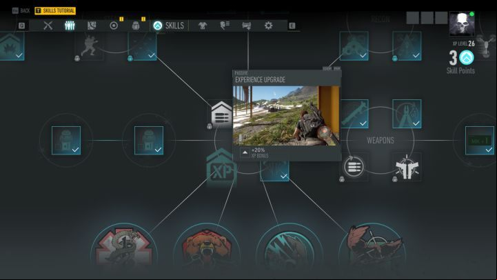 The number of experience points earned can be increased, for example, by unlocking Experience Upgrade skill. - How to earn experience points quickly in Tom Clancys Ghost Recon Breakpoint? - FAQ - Tom Clancys Ghost Recon Breakpoint Guide