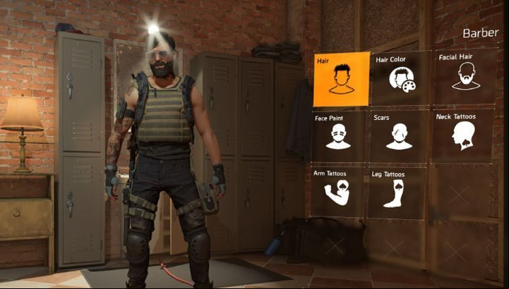 The screen shows the options at the barber. - How to change the hairstyle in The Division 2? - FAQ - The Division 2 Guide