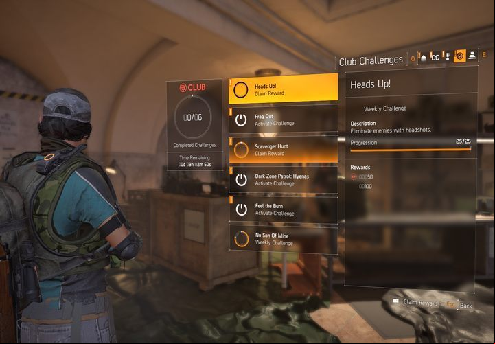 The screen shows available challenges and those that youve already completed. - How to activate challenges in The Division 2? - FAQ - The Division 2 Guide