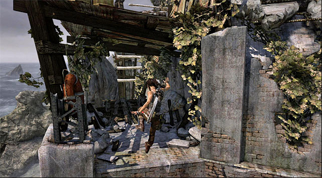 Youre going to have to choose a path once again, but in truth it doesnt really matter which one you take; both lead to the top of the lighthouse - Reach the Endurance Wreck (part 1) | 22: Gone Missing Walkthrough - 22: Gone Missing | Walkthrough - Tomb Raider Game Guide