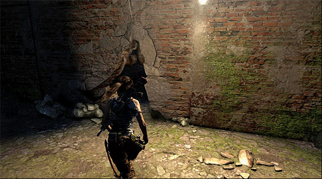 Approach the exit door in the room where Lara has found the last Document and use the climbing axe to open the way (rapidly tap the action button) - Return to the Survivor Camp on the Beach | 22: Gone Missing Walkthrough - 22: Gone Missing | Walkthrough - Tomb Raider Game Guide