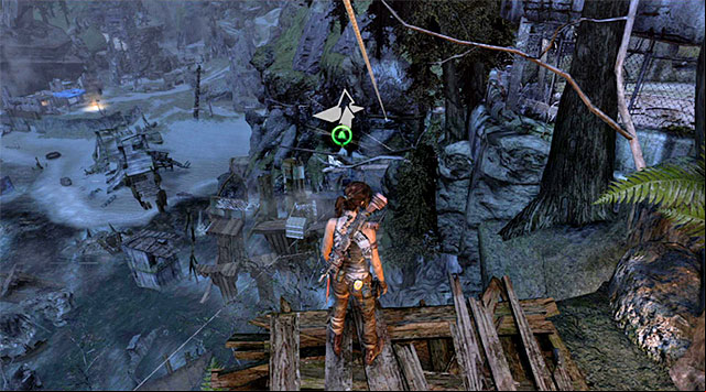Stand on the small ramp pictured above and grab onto the rope - Return to the Survivor Camp on the Beach | 22: Gone Missing Walkthrough - 22: Gone Missing | Walkthrough - Tomb Raider Game Guide