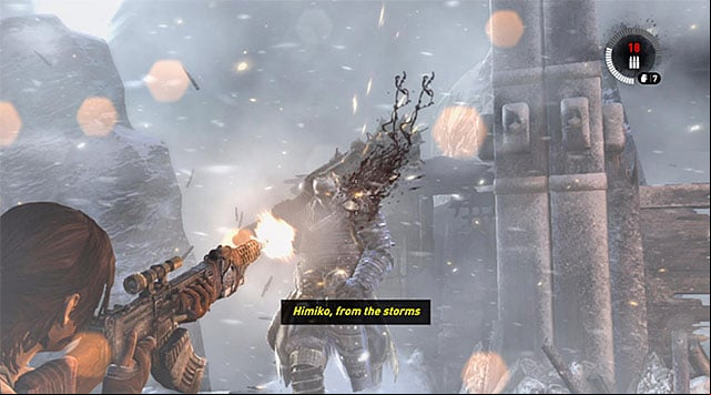 In turn, the big simplification is fact that you do not have to shoot only bosss back, because he lost his headgear in the meantime - End the Storms by Stopping the Ascension Ritual | 24: Going Back In Walkthrough - 24: Going Back In | Walkthrough - Tomb Raider Game Guide