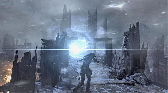 Use the newly unlocked age and head towards the pulsating sphere, inside which the ritual takes place (reward: 100 XP) - End the Storms by Stopping the Ascension Ritual | 24: Going Back In Walkthrough - 24: Going Back In | Walkthrough - Tomb Raider Game Guide
