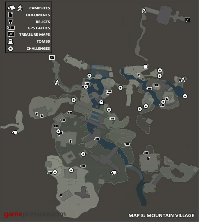 Map 3: Mountain Village - Map | Collectibles: Mountain Village - Collectibles: Mountain Village - Tomb Raider Game Guide