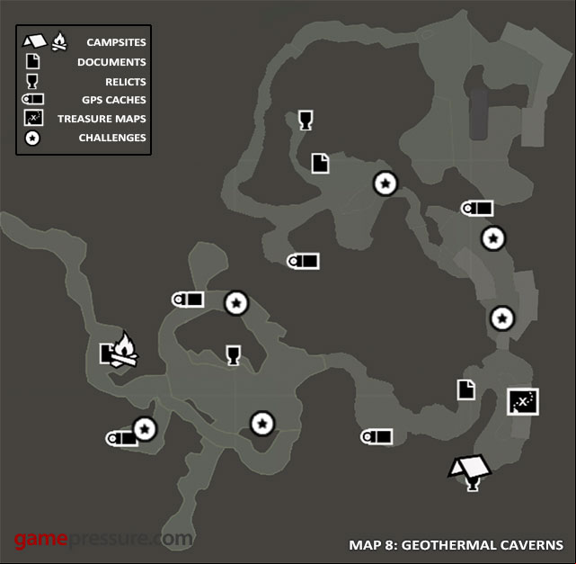 Map 8: Geothermal Caverns - Map | Collectibles: Geothermal Caverns - Collectibles: Geothermal Caverns - Tomb Raider Game Guide