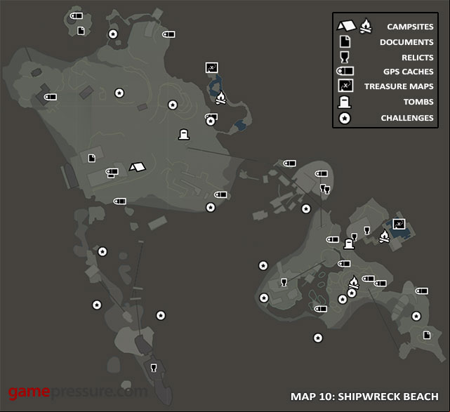 Map 10: Shipwreck Beach - Map | Collectibles: Shipwreck Beach - Collectibles: Shipwreck Beach - Tomb Raider Game Guide