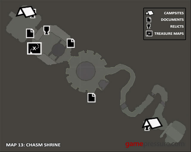 Map 13: Chasm Shrine - Map | Collectibles: Chasm Shrine - Collectibles: Chasm Shrine - Tomb Raider Game Guide