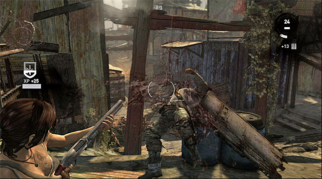 Unfortunately, among the regular enemies there will also be at least two riot shield-wielders - Reach the Gate Under the Bridge | 14: Highway to Hell Walkthrough - 14: Highway to Hell | Walkthrough - Tomb Raider Game Guide