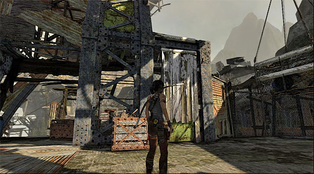 Stay on the main floor and locate a wall Lara can use to get to the higher ledge (screenshot) - Find Your Way to Grim | 15: Liberator Walkthrough - 15: Liberator | Walkthrough - Tomb Raider Game Guide