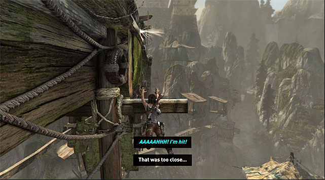 Move as far to the right as possible and only then climb the beam - Find a Way into the Solarii Stronghold | 16: No One Left Behind Walkthrough - 16: No One Left Behind | Walkthrough - Tomb Raider Game Guide