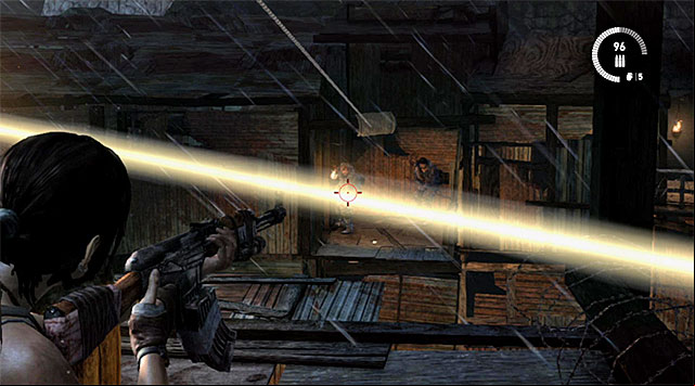 Start climbing, and dont worry about the machine gun - Regroup with Sam | 17: Into the Fire Walkthrough - 17: Into the Fire | Walkthrough - Tomb Raider Game Guide