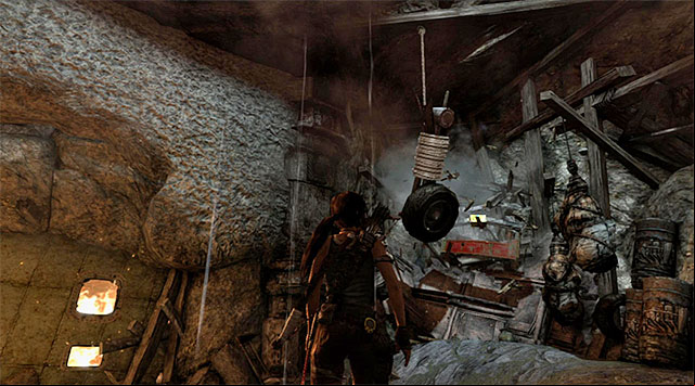 If youve swung it the right way, it should hit the ramp and collapse it - Chamber of Judgment | Optional Tombs: Shantytown - Shantytown | Optional Tombs - Tomb Raider Game Guide