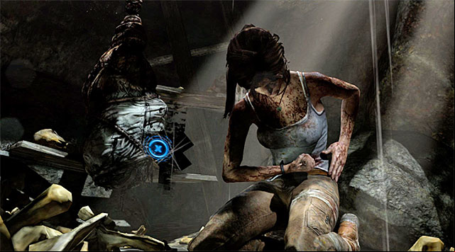 As soon as she hits the ground, be ready to rapidly tap the action button - Keep Moving Forward to Survive | 1: Survive Walkthrough - 1: Survive | Walkthrough - Tomb Raider Game Guide