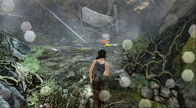 Move ahead and jump down; youll reach a deserted camp - Search for Traces of Other Survivors | 3: Signs of Life Walkthrough - 3: Signs of Life | Walkthrough - Tomb Raider Game Guide