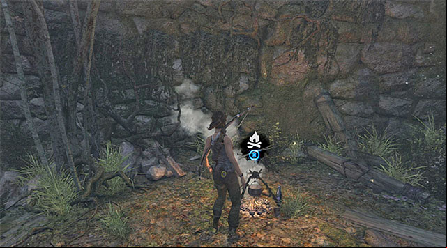 You can use the closest base camp, right by the closed gate, though you may as well backtrack to the previous one (near the bunker) - Find a Camp and Upgrade the Axe | 6: At An Ime Walkthrough - 6: At An Ime | Walkthrough - Tomb Raider Game Guide
