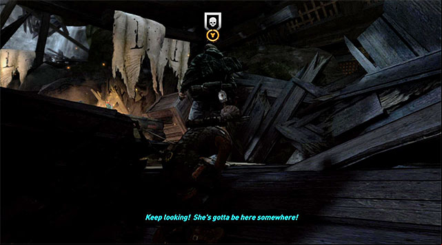 Shortly thereafter, youll reach the main area which is occupied by two guards at the moment - Continue Up the Mountain to Regroup with Roth | 7: Mountain Rendezvous Walkthrough - 7: Mountain Rendezvous | Walkthrough - Tomb Raider Game Guide