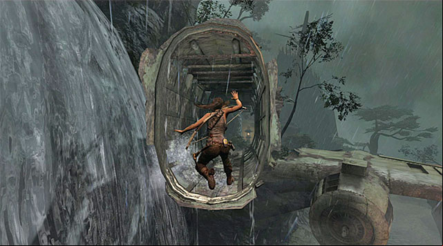 Turn left and start running forward, leaping over the river to reach the right side of the plane - Find Roths Pack | 8: Cry for Help Walkthrough - 8: Cry for Help | Walkthrough - Tomb Raider Game Guide