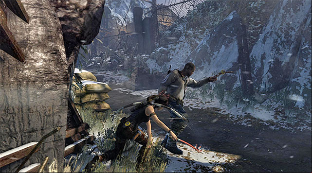 Change covers as often as you can in order to avoid the exploding Molotov cocktails - Climb the Radio Tower to Send an SOS | 8: Cry for Help Walkthrough - 8: Cry for Help | Walkthrough - Tomb Raider Game Guide