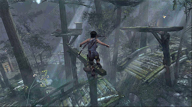 At the end of the path, turn left and jump towards the wooden structure that remained of the bridge - Treasure Maps | Collectibles: Coastal Forest - Collectibles: Coastal Forest - Tomb Raider Game Guide