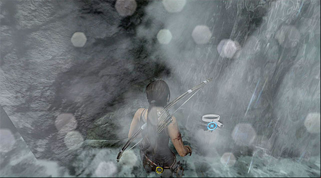 Make your way to the large waterfall and check out the area on the left (reward: 5 XP) - GPS Caches (01-07) | Collectibles: Mountain Village - Collectibles: Mountain Village - Tomb Raider Game Guide