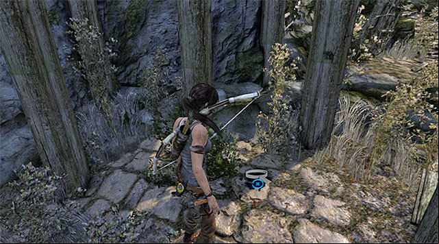When she lands, go down the stairs and search the area under the hut - GPS Caches (08-15) | Collectibles: Mountain Village - Collectibles: Mountain Village - Tomb Raider Game Guide