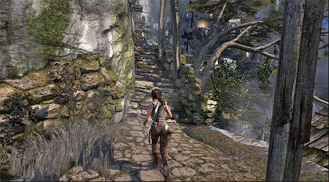 Once you land on a new ledge, turn right and take the stairs up - GPS Caches (08-15) | Collectibles: Mountain Village - Collectibles: Mountain Village - Tomb Raider Game Guide