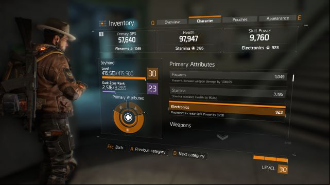 Getting to the 30th level will take a few days. - Route to the 30th level | Character development - Character development - Tom Clancys The Division Game Guide