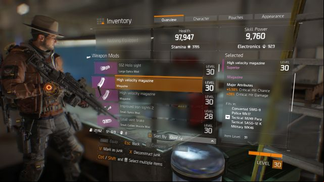 There are also secondary parameters, given to your weapons by installing various modifications. - Weapon parameters | Equipment - Equipment - Tom Clancys The Division Game Guide