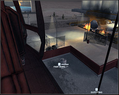 Proceed towards the ladder and use it to get inside the store - Scene 1 - Drop Off - part 1 - Act 6 - Nevada Desert - Tom Clancys Rainbow Six: Vegas 2 - Game Guide and Walkthrough