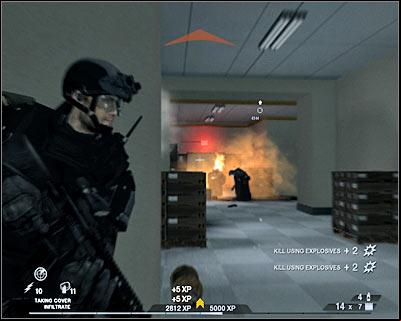 You will come across a new group of enemy units just around the corner - Scene 4 - Extraction - part 1 - Act 5 - Theater - Tom Clancys Rainbow Six: Vegas 2 - Game Guide and Walkthrough