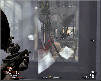 Once you've dealt with the initial group, take cover behind the wall and eliminate anyone who decides to leave the room (screen) - Scene 1 - Penthouse - part 2 - Act 5 - Theater - Tom Clancys Rainbow Six: Vegas 2 - Game Guide and Walkthrough