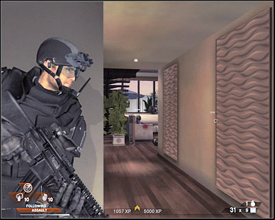 The last opponent should be standing somewhere outside (screen) - Scene 1 - Penthouse - part 2 - Act 5 - Theater - Tom Clancys Rainbow Six: Vegas 2 - Game Guide and Walkthrough