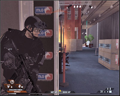 Head on towards the only available ageway - Scene 2 - Exhibition Hall - part 5 - Act 4 - Convention Center - Tom Clancys Rainbow Six: Vegas 2 - Game Guide and Walkthrough