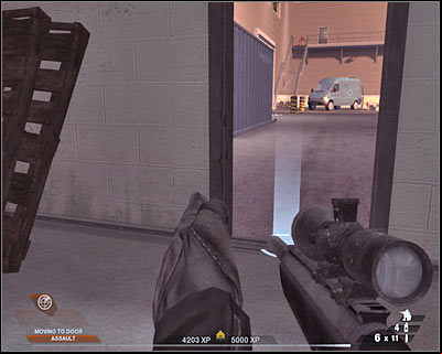 I would recommend that you send your team towards a large truck (screen) - Scene 2 - Exhibition Hall - part 1 - Act 4 - Convention Center - Tom Clancys Rainbow Six: Vegas 2 - Game Guide and Walkthrough