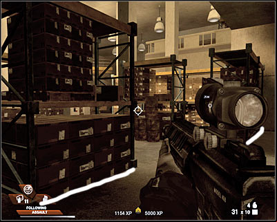 You MUST be careful here, because more enemy units may appear on the upper balcony - Scene 2 - Arena - part 4 - Act 3 - Recreation Center - Tom Clancys Rainbow Six: Vegas 2 - Game Guide and Walkthrough