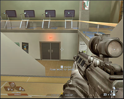 Open the door and go to your right - Scene 2 - Arena - part 2 - Act 3 - Recreation Center - Tom Clancys Rainbow Six: Vegas 2 - Game Guide and Walkthrough