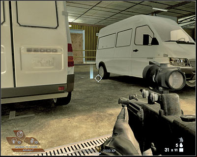 Try making a few steps forward and you should see that a large number of enemy troops is heading your way - Scene 4 - Sweatshops - part 2 - Act 2 - Old Vegas - Tom Clancys Rainbow Six: Vegas 2 - Game Guide and Walkthrough