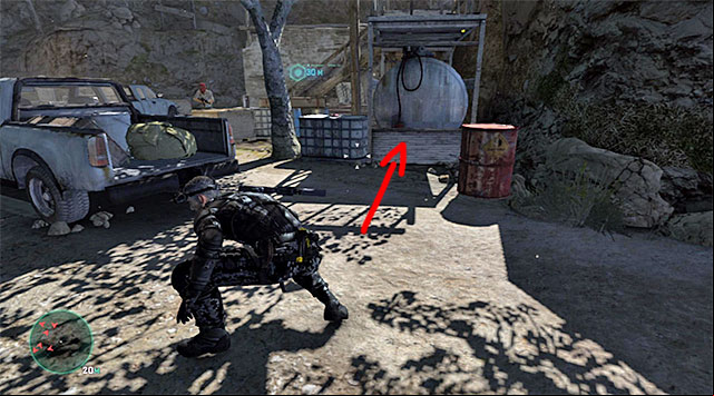 Stand next to the sandbags and wait for the right moment to skip into action - Locate the source of transmission - Mission 2 - Insurgent Stronghold - Tom Clancys Splinter Cell: Blacklist - Game Guide and Walkthrough
