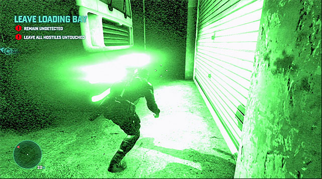 Walking around the truck from the front - Leave loading bay - Mission 5 - Abandoned Mill - Tom Clancys Splinter Cell: Blacklist - Game Guide and Walkthrough