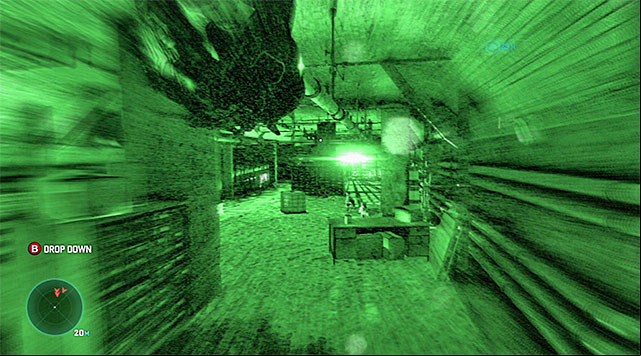 The pipe under the ceiling, to the right - Locate Sadiq - Mission 5 - Abandoned Mill - Tom Clancys Splinter Cell: Blacklist - Game Guide and Walkthrough
