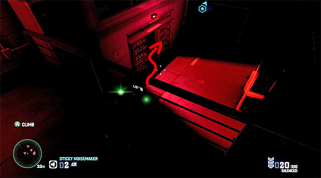 Drop into the balcony on the left only after the enemy, who has just been patrolling it, returns to the control room that you can see in the distance - Break out of the prison - Mission 6 - Special Missions HQ - Tom Clancys Splinter Cell: Blacklist - Game Guide and Walkthrough